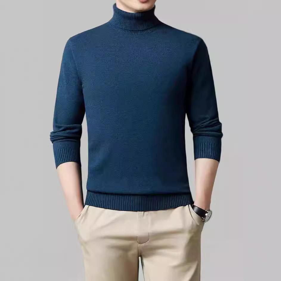 Turtleneck Men's Wool Sweater Autumn and Winter Trend Casual Bottoming Knitted Sweater Fine Imitation Wool Sweater Sweater Men