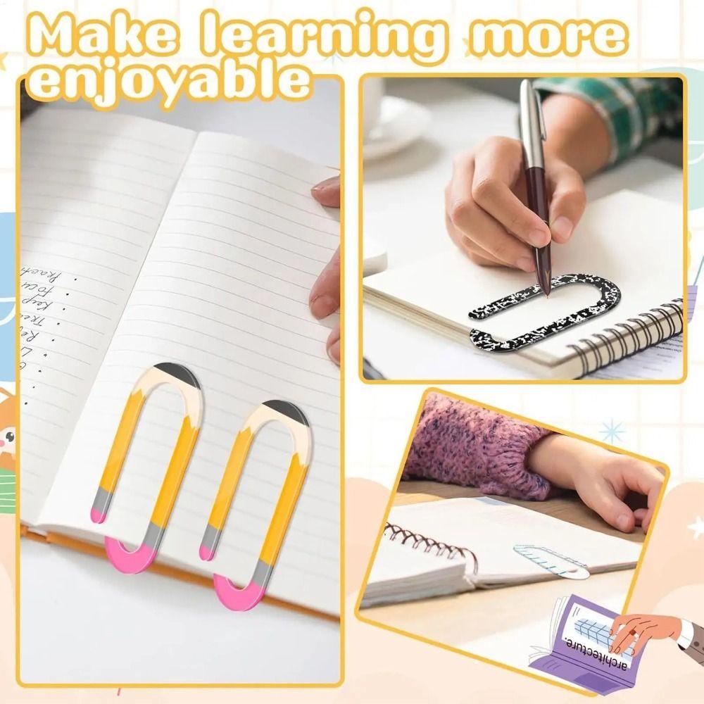 4pcs Acrylic Paperclip Bookmark Creative Document Bookmark Notebooks Paper Clips  Stationery Tool