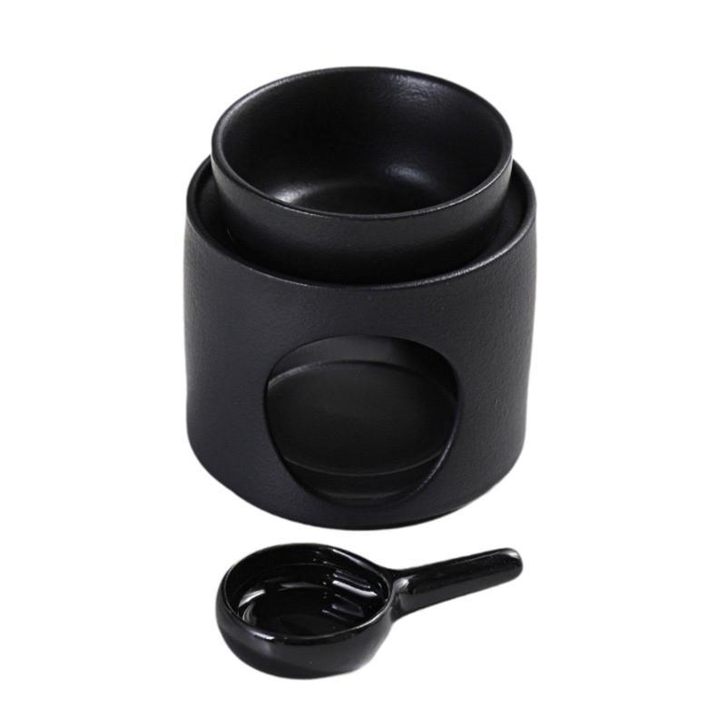 652F Cylinder Ceramics Aromas Lamp Tealight Holder Spoon Essential Oil Diffuser Set