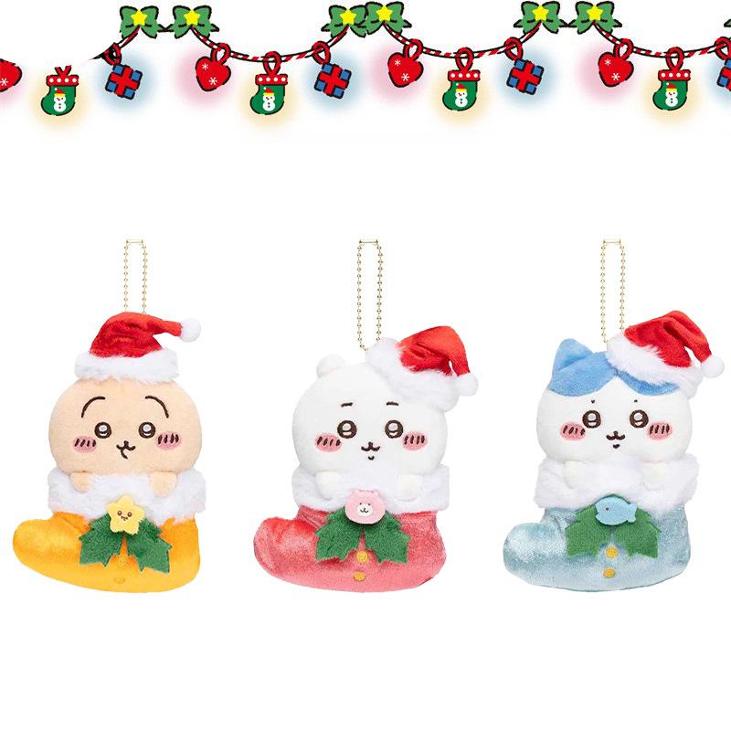 Chiikawa Usagi Hachiware Christmas Plush Pendant Cartoon Stuffed Keychain Doll