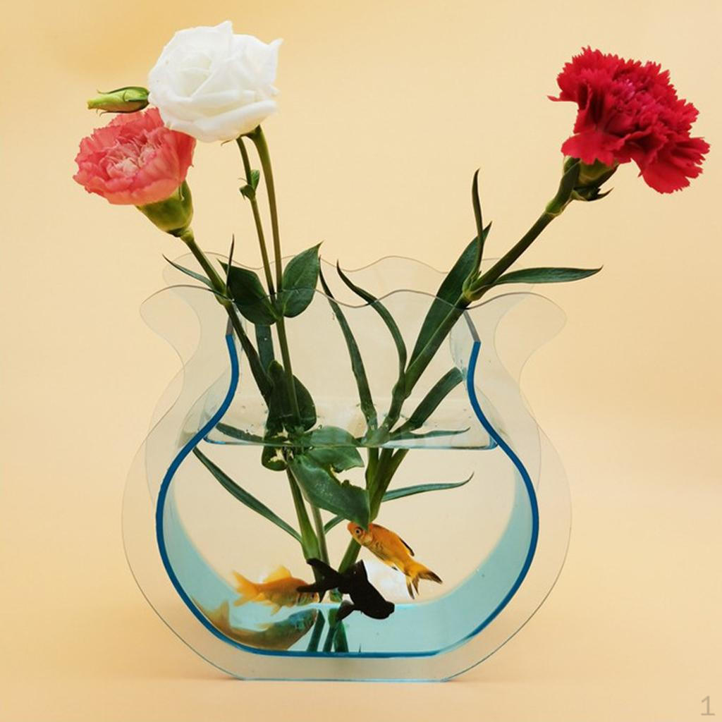 Acrylic Containers Flower Arrangement Vase Modern Novelty Desktop Ornament Decor Planter Office Translucent Blue