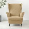 Solid Color Sloping King Back Chair Covers Elastic Polar Fleece Wing Chairs Cover with Seat Cushion Cover Furniture Protector