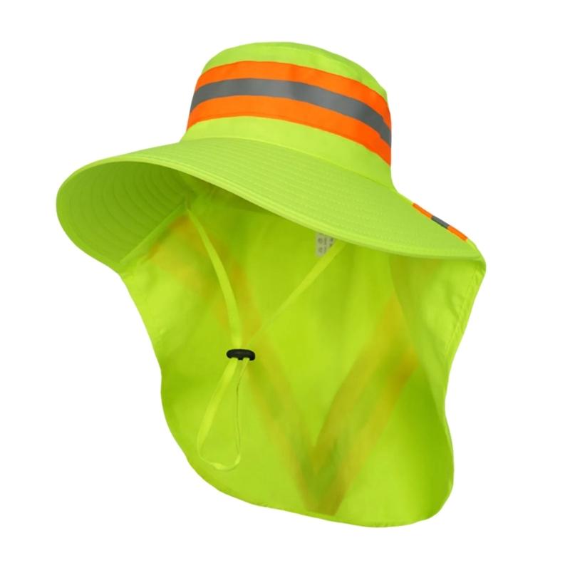 

High Visibility Reflective Sun Hat For Outdoor Activities With Adjustable Strap And Sun Protections Wide Brims Hat зелений