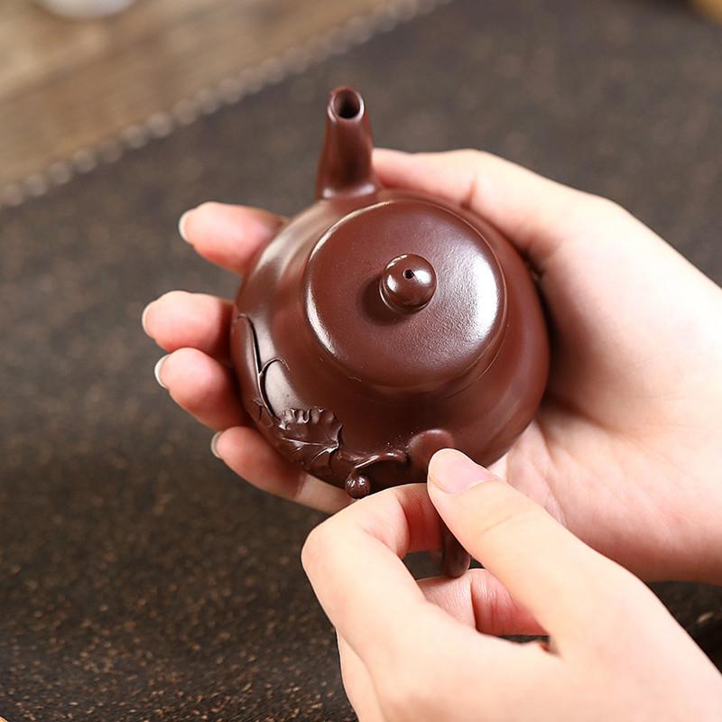 Chinese Yixing Purple Clay Teapot Handmade Tea Pot Small Capacity Kettle Beauty Tea Infuser Zisha Tea Set Household Teaware 80ml