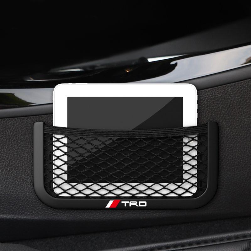 1Pcs Car Net Bag Phone Holder Storage Net Box Pocket Organizer for TRD Toyota GR Corolla Rav4 Auris Camry Yaris CHR Accessories