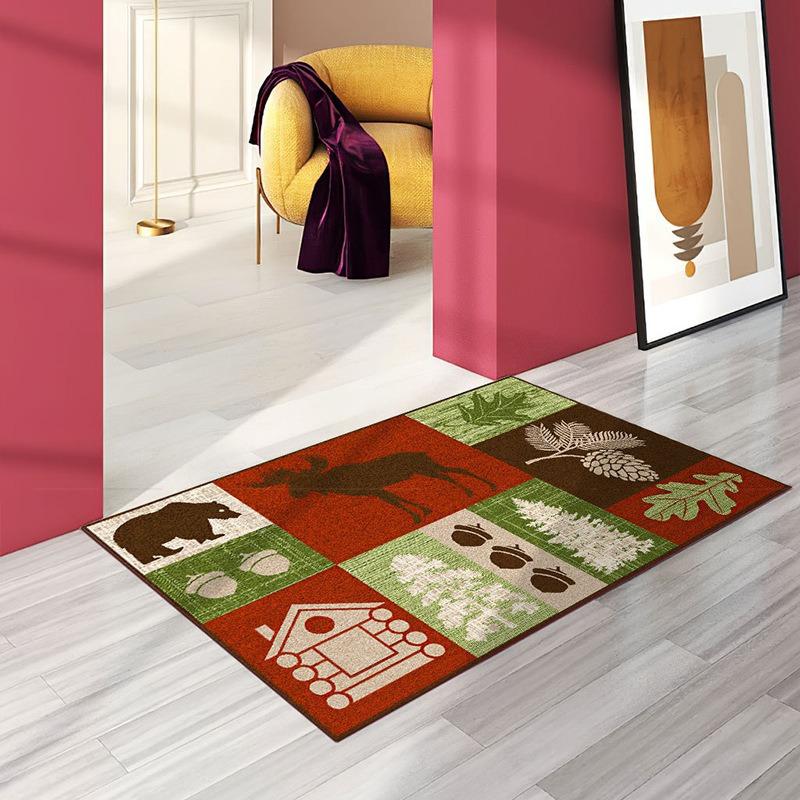 Frohe Weihnachten Bereichsteppich Weihnachts-Teppich für Wohnzimmer Rote Geometrie Streifen Wohnzimmerteppiche Winter Rutschfest Waschbare Bodenmatte