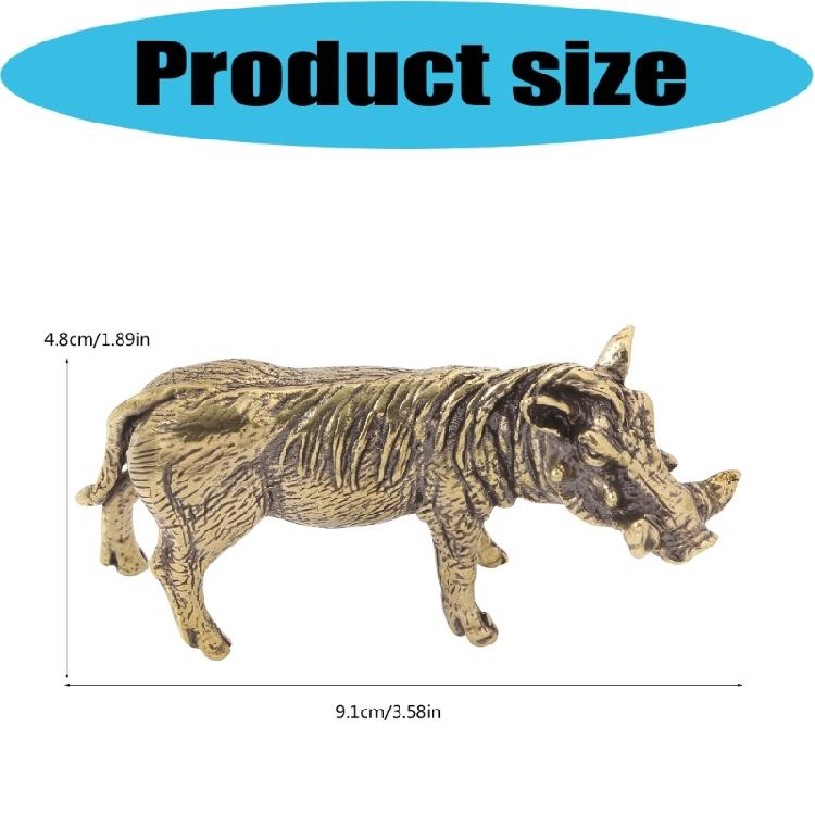 Handmade Solid Metal Swine Figure Bronze Animal Statue Sign of Strength and Courage for Shelf or Coffee Table