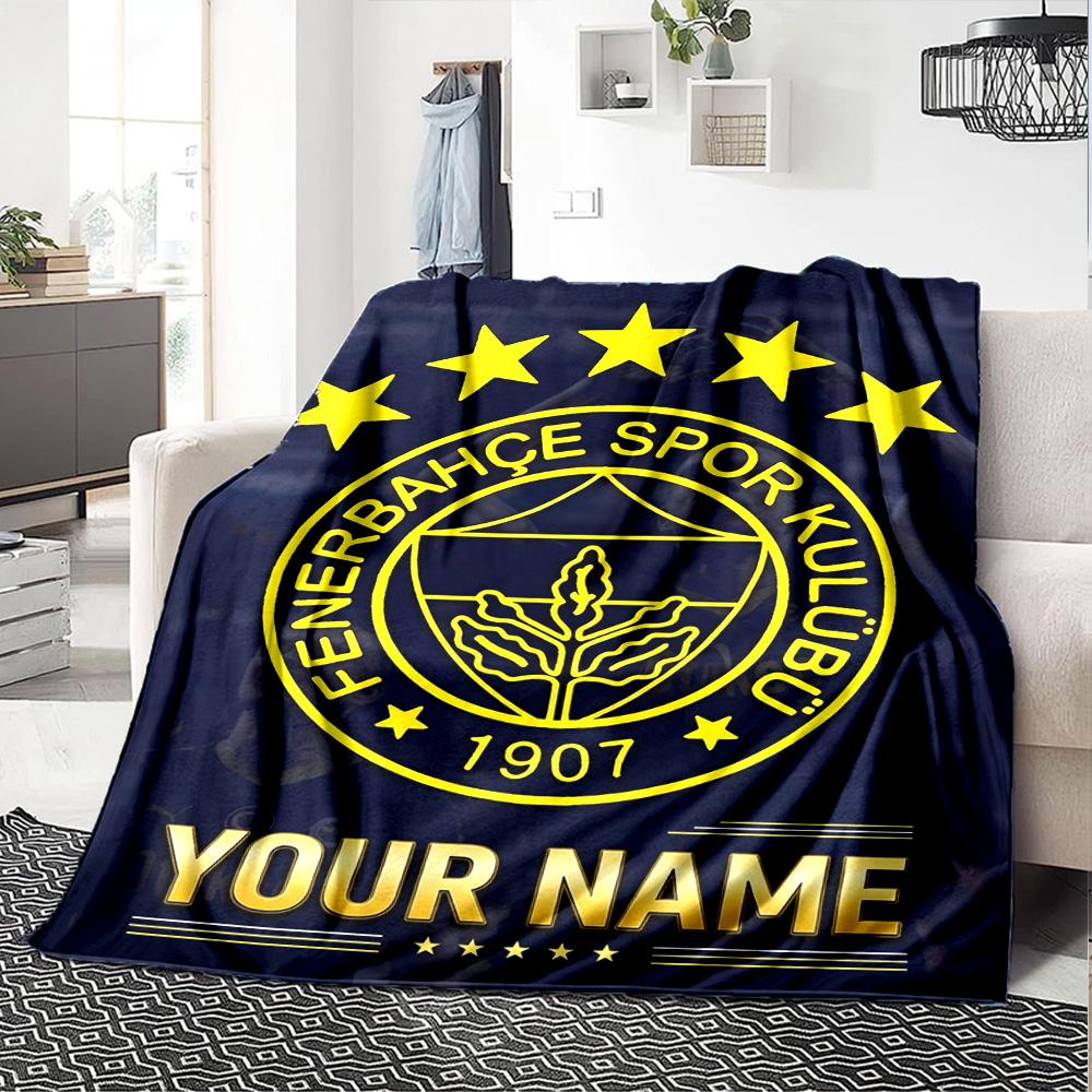 1pc Fenerbahçe Spor Kulübü Blanket with Custom Name, Gift, for Men and Women, Soft Blanket, Good for Sofa Bed Couch Travel, Lightweight Flannel Blanke