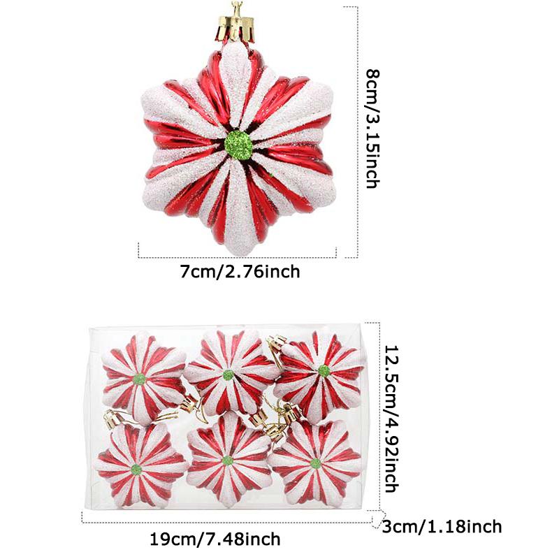 WTEMPO Creative Christmas Decorations Painted Hexagonal Star Ornaments Christmas Tree Hanging Pendants Indoor & Outdoor Party Festive Decor Pendents