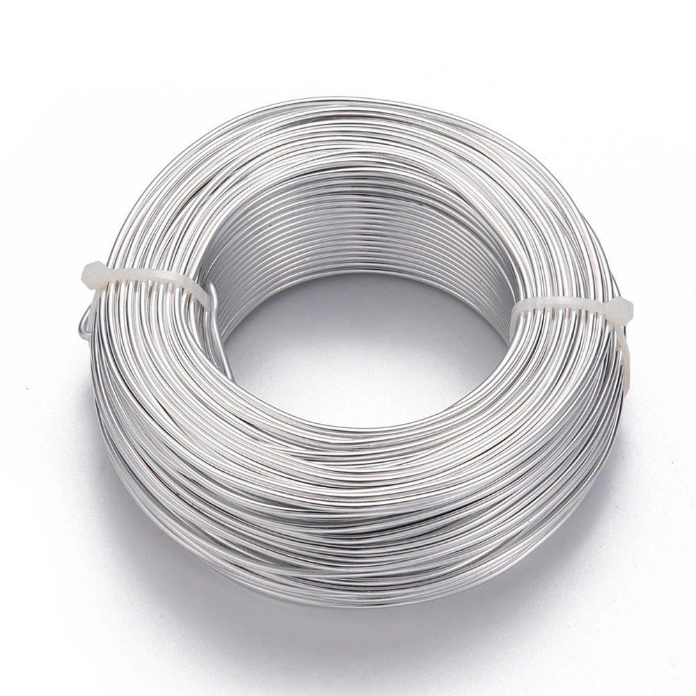 Anodized Aluminum Wire Bendable Metal Craft Wire Flexible Craft Wire for Beading Jewelry Craft Making Silver 12 Gauge 2.0mm 55m/500g(180.4 Feet/500g)