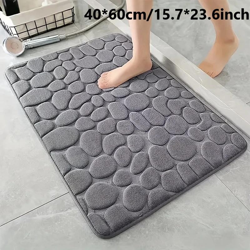 1pc Anti Slip Pebble Pattern Soft Absorbent Foot Pads for Bathroom, Bedroom & Kitchen - Absorbs Water and Reduces Slipping