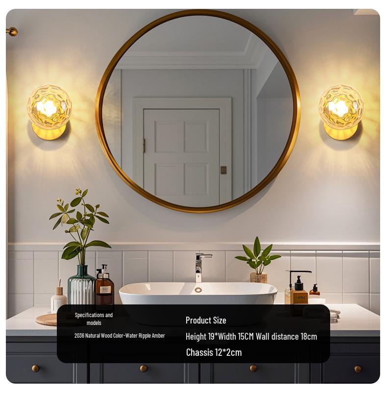 Moderne Wandleuchte aus Holz und Glas für Restaurants, Treppenhäuser oder Eingangsbereiche von Wohnzimmern