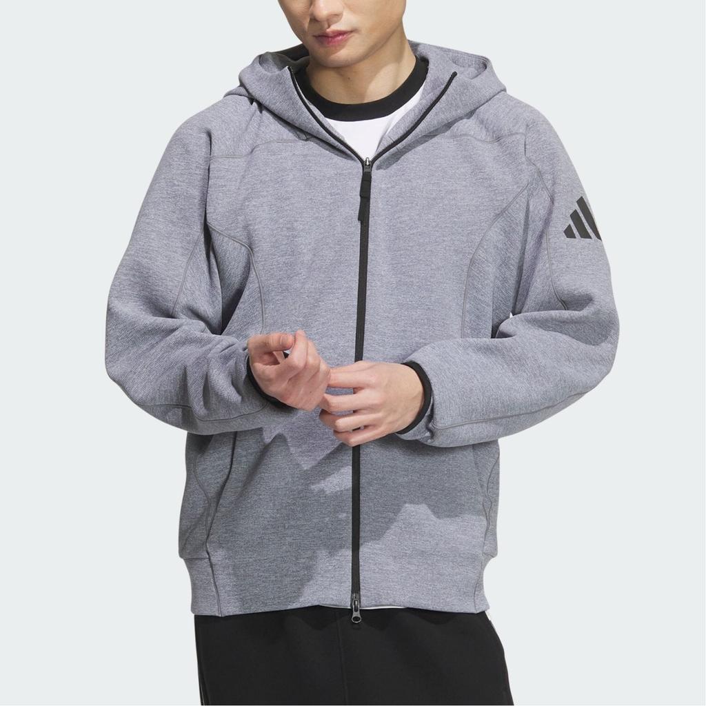 Adidas Z.N.E. Japan Logo Comfortable Full-Zip Hoodie Men Hoodies Stone-Blue IX5655