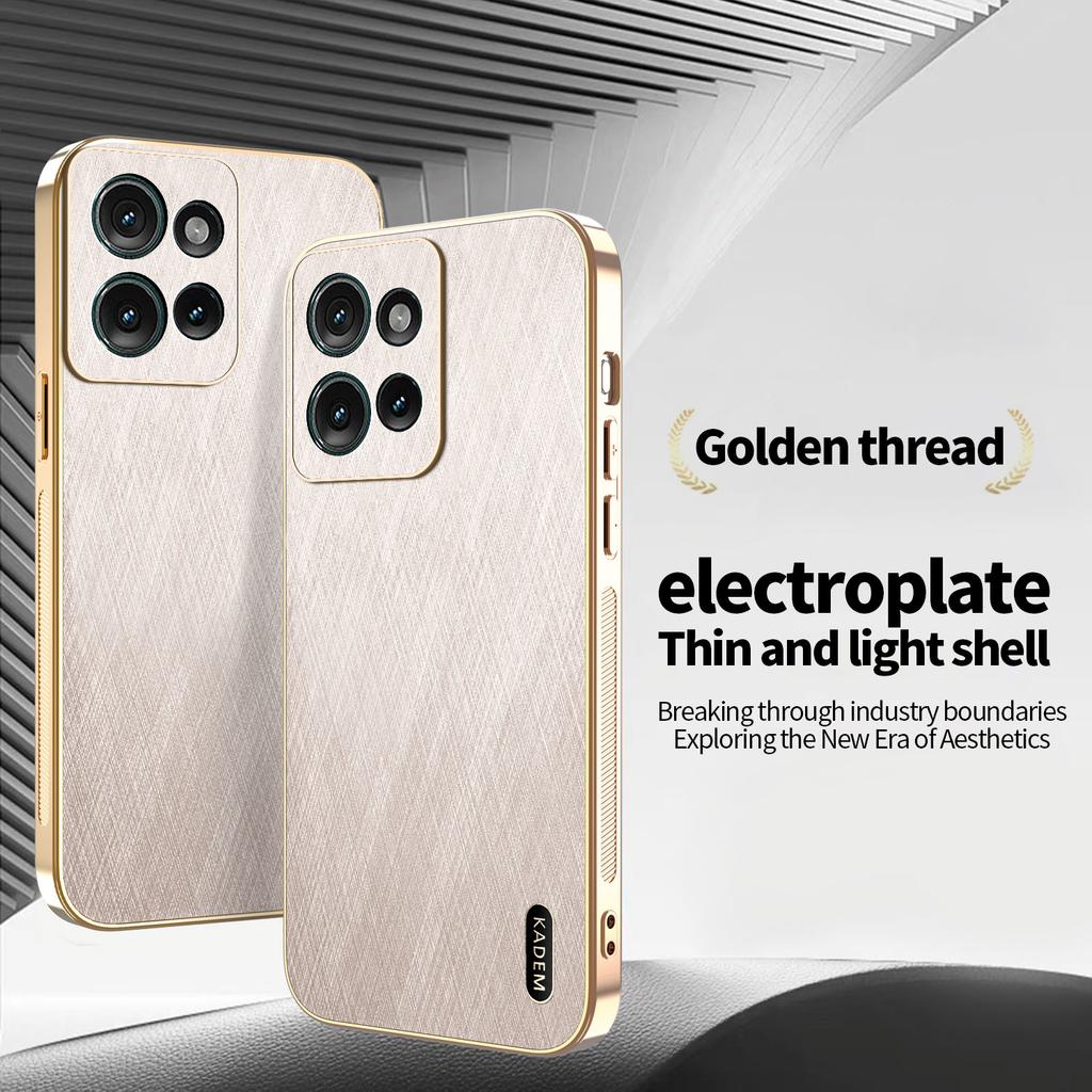 KADEM For Motorola Edge 50 5G Case Electroplating Silk Texture PU + TPU Phone Back Cover