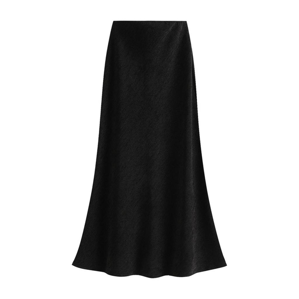Women's Fashion Casual Solid Color High Waist Thin Mid-length Thickened  Fishtail Bustier Skirt