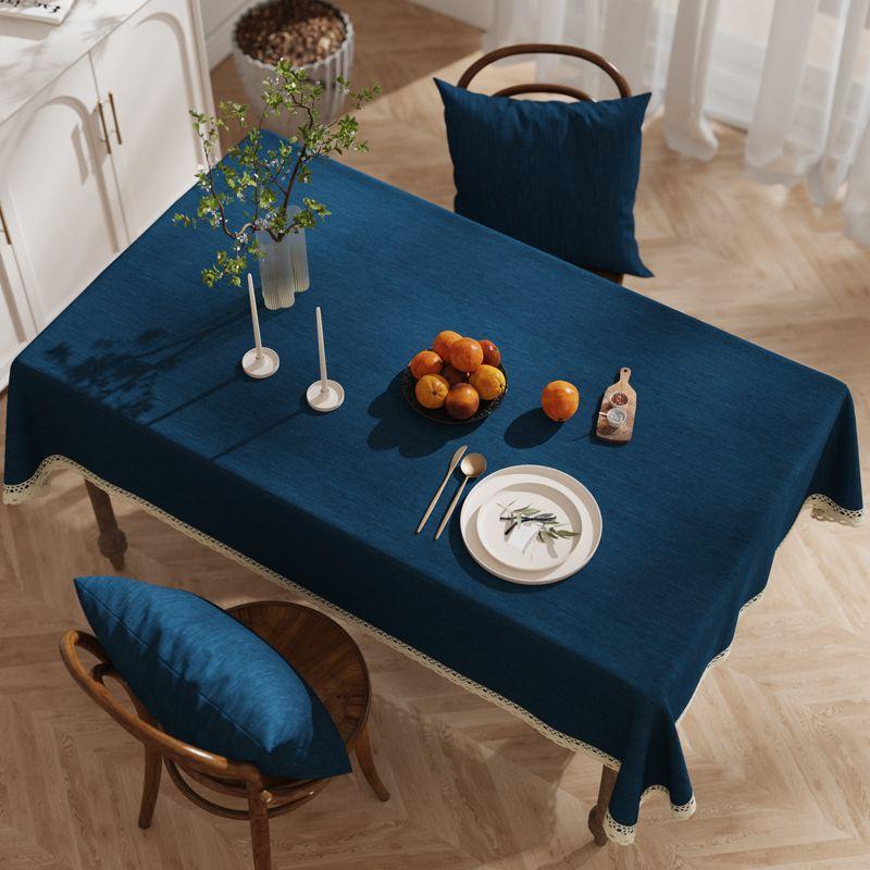 

Cotton and Linen Light Green Rectangular Small Fresh Tablecloth Yipin Xuan-dark blue 60*60cm