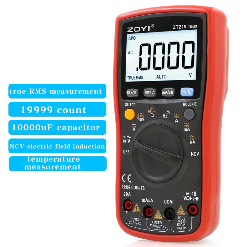 ZOYI Auto-Range Multimeter ZT219 Hochpräzises 4,5-stelliges True RMS Digitalmultimeter mit Überlastschutz, 19999 Counts