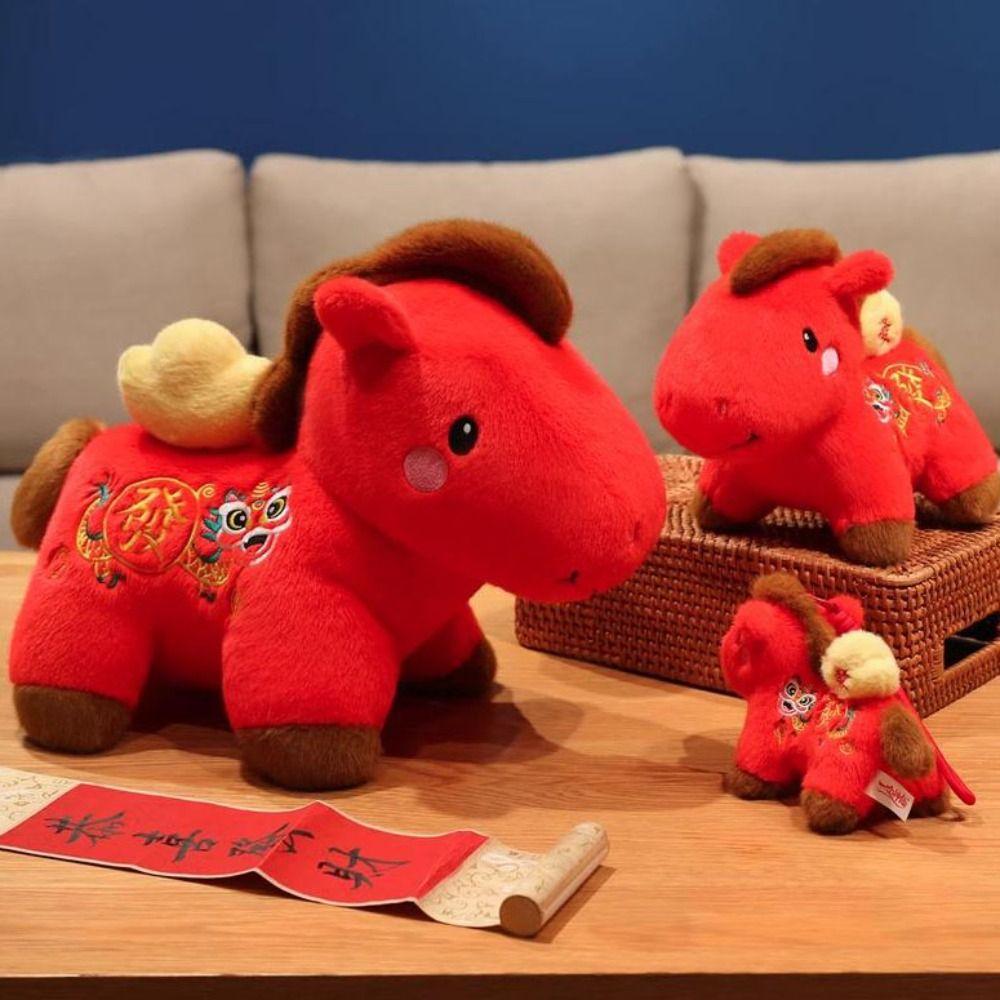 PP Cotton Filling 2026 Horse Stuffed Animal Cute Zodiac Horse Doll Plush Horse Toys  Festive Decor