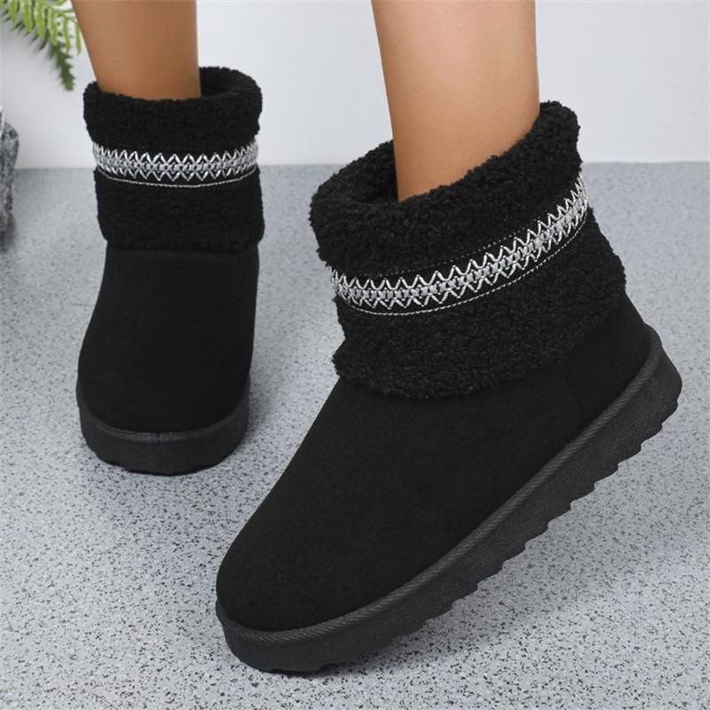 Thick-soled snow boots 22 autumn and winter new heightening and fleece fur integrated high-top large-size cotton shoes
