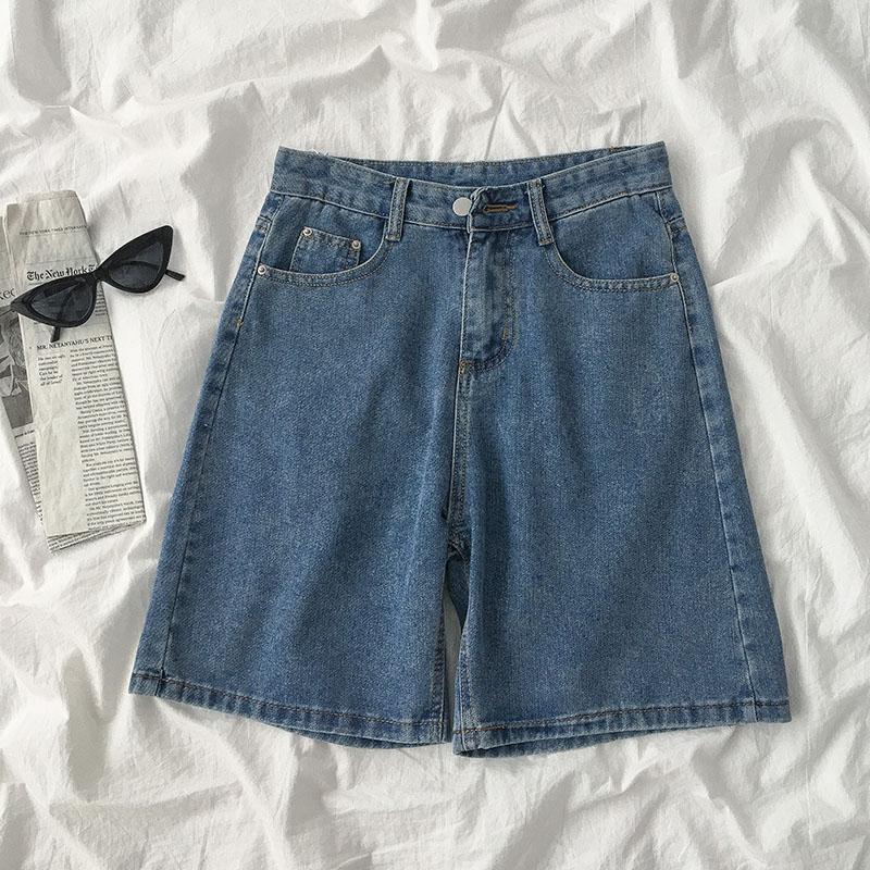 Women s 2026 High-Waisted A-Line Denim Bermuda Shorts – Spring/Summer Trendy Hong Kong Style L
