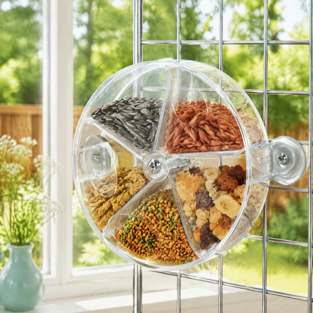 Foraging System Parrot Food Wheel Wheel Design Foraging Storage Box  For Small Parrots