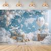Teddy Bear Hot Air Balloon Backdrop Banner Newborn 1st Birthday Party Decoration Background Baby Shower Photography Studio Props