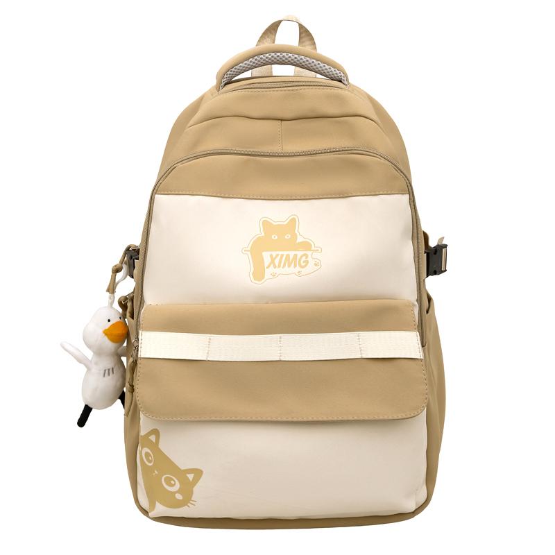 Women Large Capacity Backpack Boys Girls Color Contrast Backpack Student Schoolbag