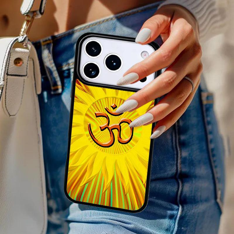 Aum Om Namaste Symbol Floral Zen Yoga Phone Case For iPhone 17 Air 14 15 13 12 Max Cover For Apple 16 16e 11 Pro Max Plus Coque