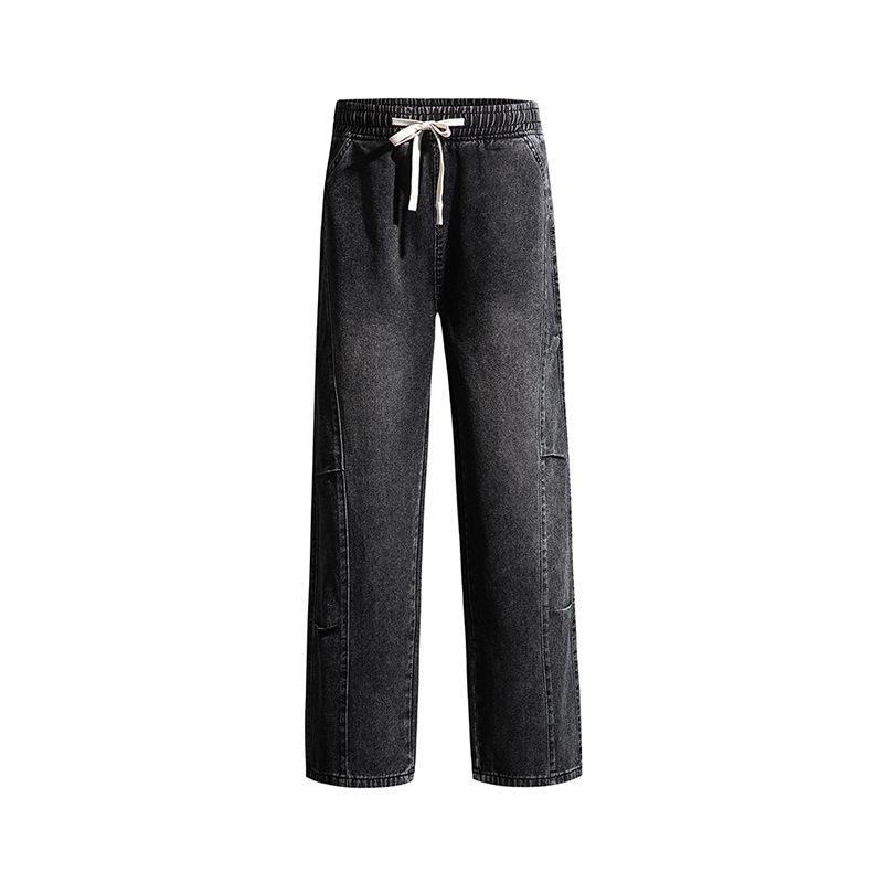 Retro Jeans Men's Autumn New Style Pleated High Street Grinding White Grey Wide-leg Pants