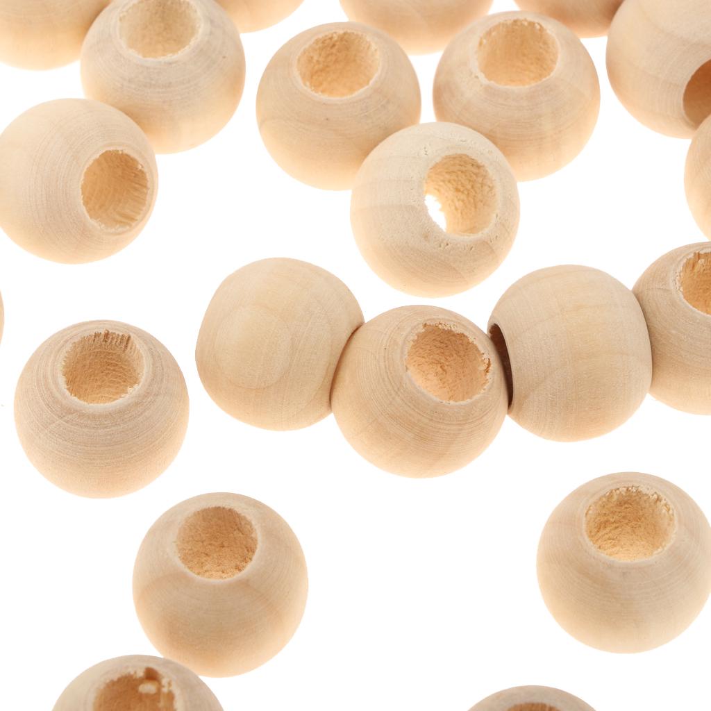 100 Stück große, runde, lose Holzperlen, 12 mm