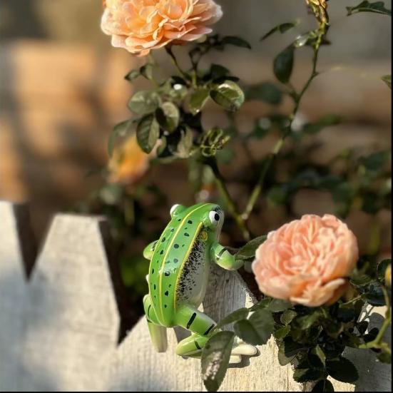 Niedliche Froschfigur Pflanzgefäß Dekoration Kleiner kletternder/liegender Frosch mit Blatt-Regenschirm Statue für Außenhof Terrasse Garten Dekor