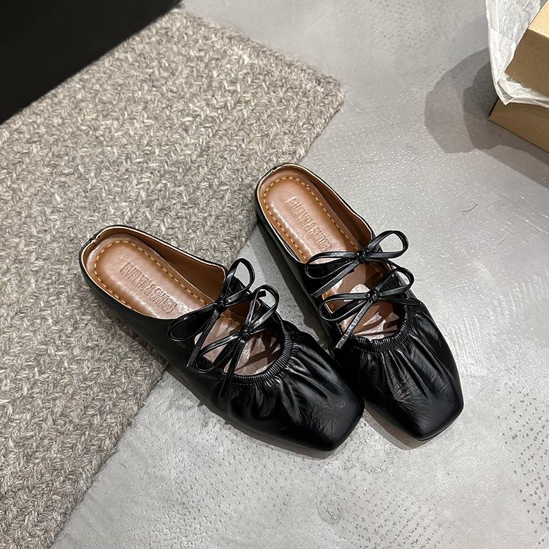Womens Summer Shoes 2026 Summer New Comfortable Non Slip Lightweight Half Drag Shoes Outdoor Fashion Soft Sole Bow-knot Sandals