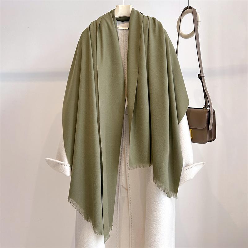 Luxury Winter Cashmere Scarf Women Solid Handkerchief Warm Pashmina Female Shawl Tassel Wrap Soft Pareo Bufanda Scarves Stole