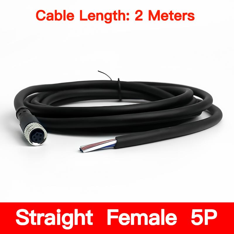 2Meters M8 Sensor Connector Male & Female, 3/4/5/6/8 Pin Waterproof Cable Plug, Integrated Injection Molding for Industrial Use
