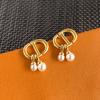 Niche Design CD Letter Pearl Stud Earrings - Elegant, Versatile, High-End Fashion Accessories