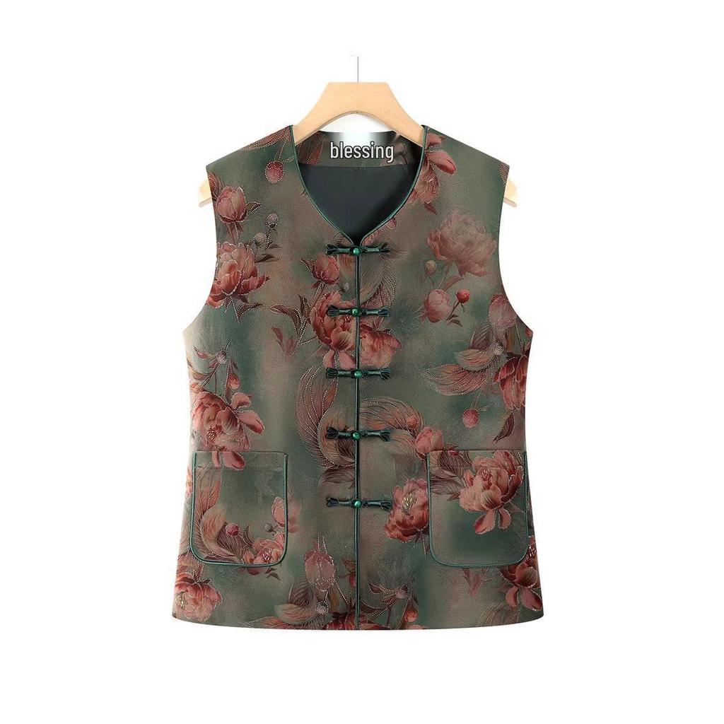 Women's Tang Suit Vest: Spring/Autumn Style for Middle-aged/Elderly, Grandma/Mother's Cardigan