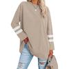 2022 Women's Loose Color Block T-Shirt with Drop Shoulder Sleeves and Round Neck