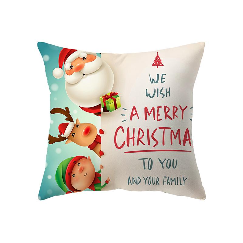 Merry Christmas Santa Claus Print Pattern Cushion Cover Home Living Room Sofa Decoration Square Polyester Pillow Pillow Cover