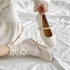 Flat Mary Jane Shoes Women's Shoes Spring and Summer 2025 New Shallow Mouth One-word Buckle Evening Shoes Square Head Single Shoes