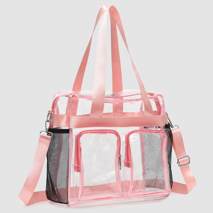 Portable PVC Transparent Shoulder Crossbody Bag Tote Satchel Handbag for Women Lady Large Capacity Clear Bag Waterproof Shopping