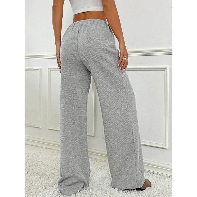 Pantalon large et décontracté à rayures pour femme, couleur unie, cordon de serrage, taille basse, droit, élégant, simple, slim, capri, 25781