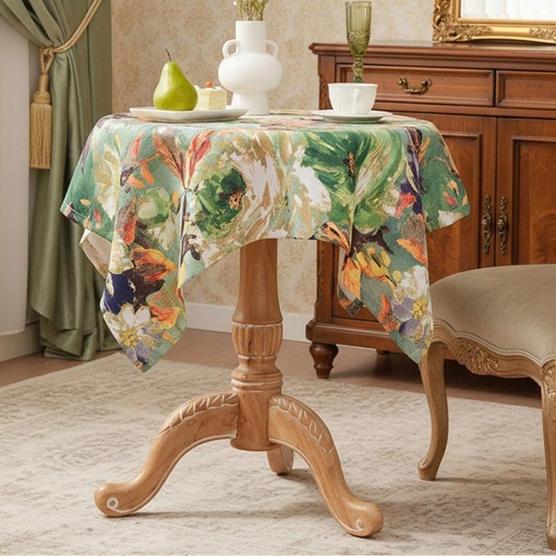 Stylish Florals Print Tablecloth Multipurpose Polyester Materials for Dining Party Home Decoration
