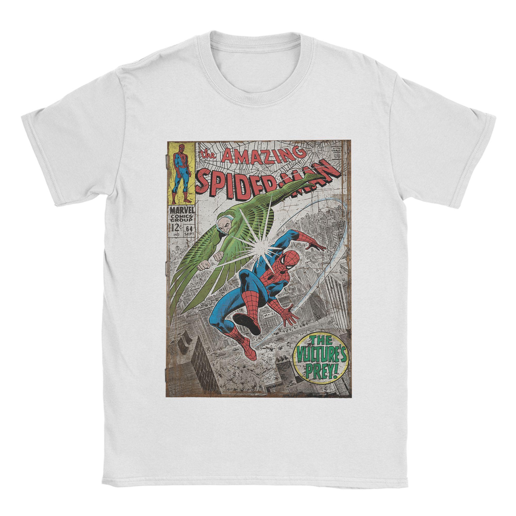 

2026 New Comic Retro Spiderman Vulture Prey in Distress Printed Fashion Men s Casual Crew Neck Loose Short Sleeve T-Shirt 4XL