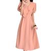 Large size chic design bubble sleeve dress gentle wind summer skirt fat mm belly and thin French dress