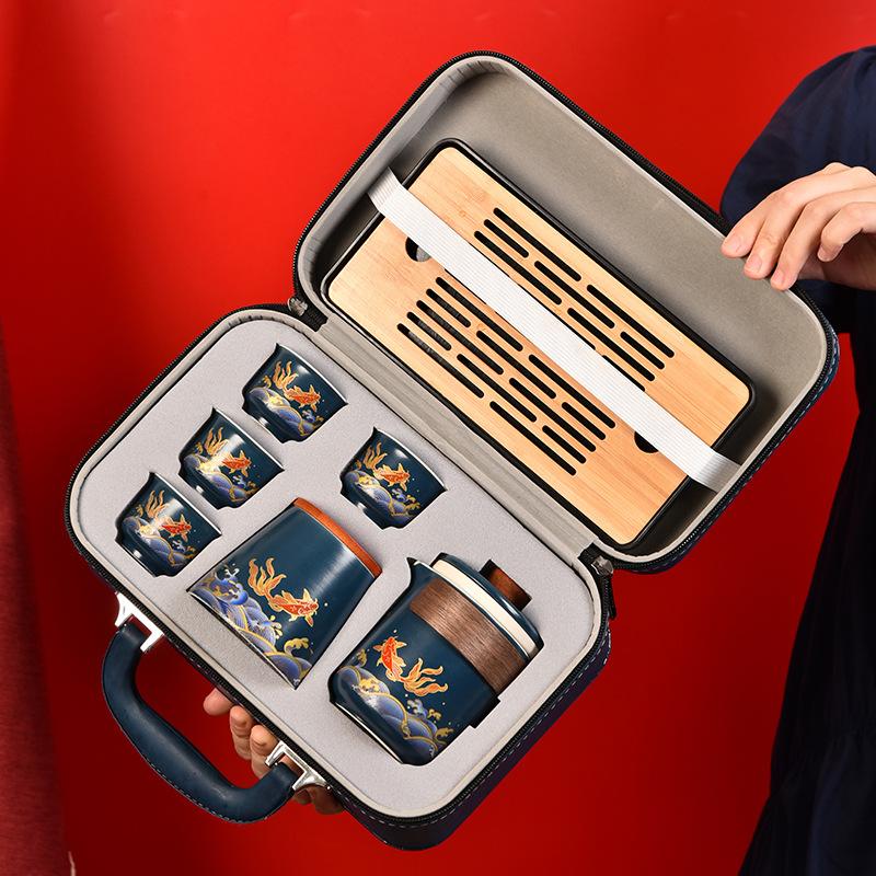 Creative Ceramic Kung Fu Travel Tea Set Portable Kuaike Cup Company Business Gift Box