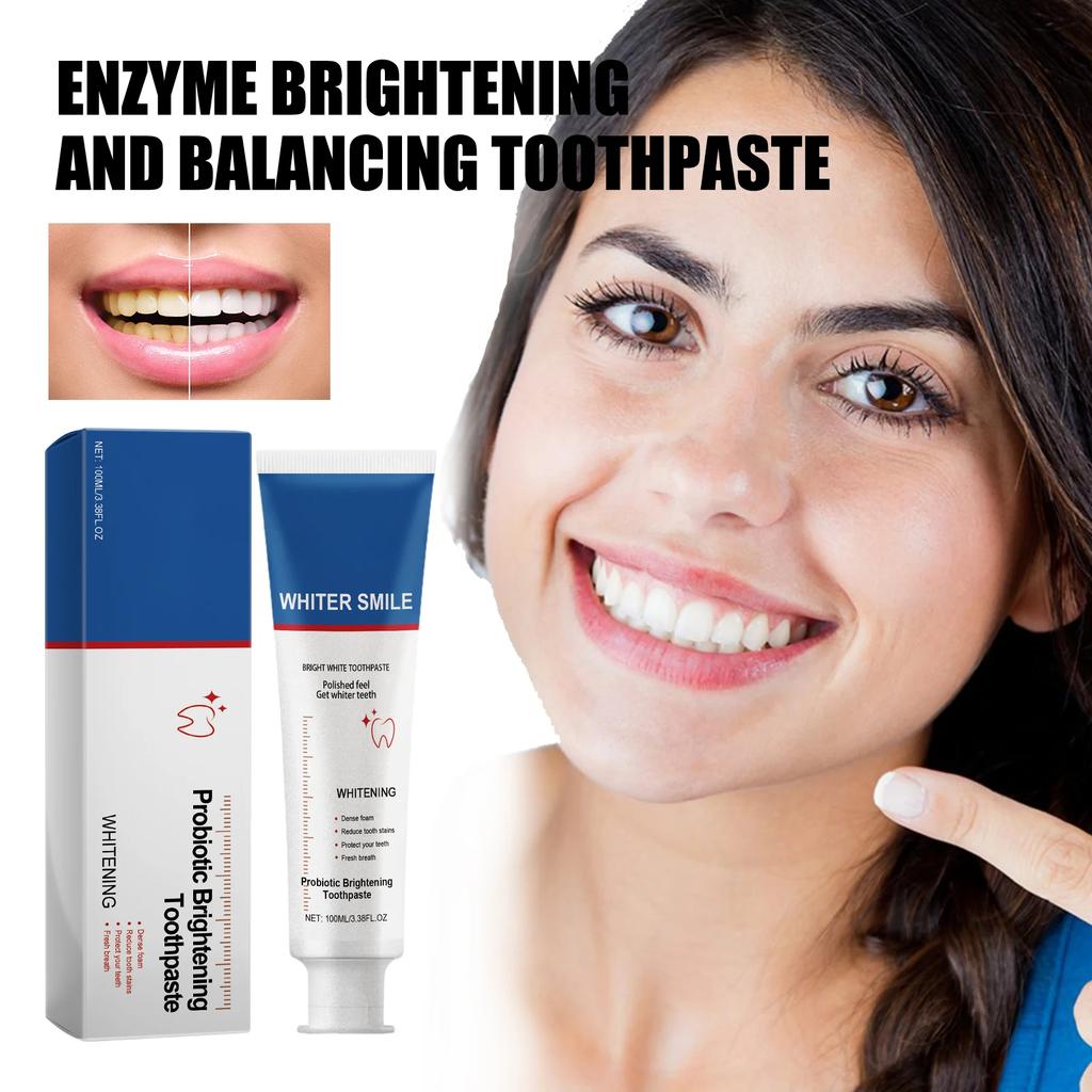 Dentifrice Probiotique Blanchissant 100ml Hygiène Bucco-Dentaire Haleine Fraîche Élimination des Taches Nettoie Dents Jaunes Blanchit les Dents Dentifrice