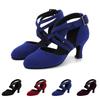 Damen Ballsaal Latein Wildleder Tanzschuhe Tango Walzer Geschlossene Zehen Party Tanzschuhe Sandalen Mit Absatz