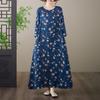 Long Sleeve Plus Size Cotton Vintage Floral New In Dresses for Women Casual Loose Spring Summer Autumn Dress