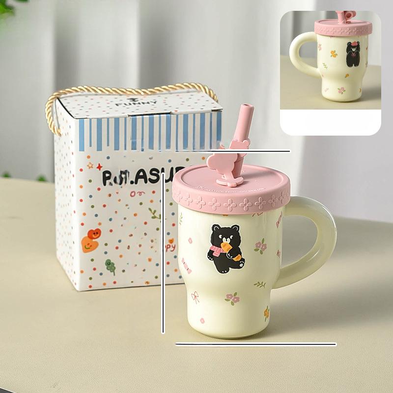 

Новый керамический летний стакан для воды с соломинкой для девочек, очень милый, детский, парный, для кофе, повседневный стакан 350ml