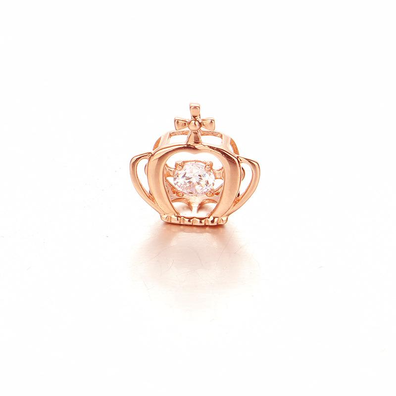 Purple Gold Diamond Crown Pendant, Fashionable And Exquisite Trend Simple Rose Gold Plated Necklace